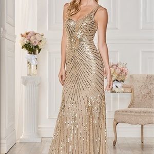 Gorgeous Gold Sequin Bridesmaids Dresses Size 1/2